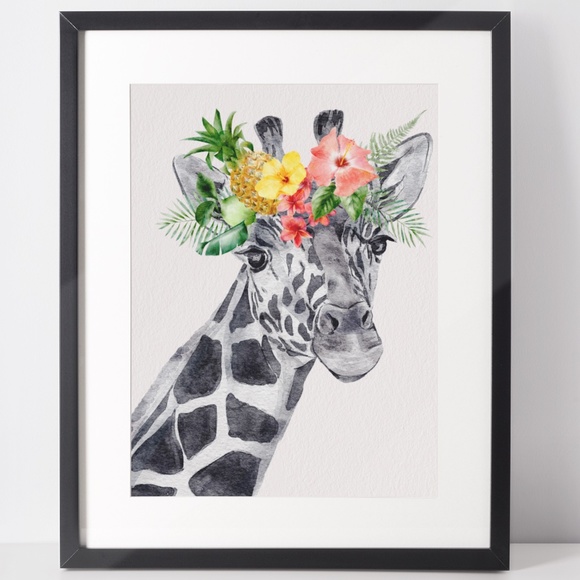 Cute Giraffe Watercolor Wall Art Print Poster Unframed - Picture 3 of 14